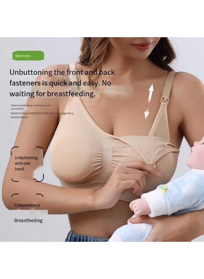 general Women's seamless sleepwear-style nursing bra, suitable for pregnant women during the lactation period. It comes with detachable breast pads and a removable milk pump. - Image 2